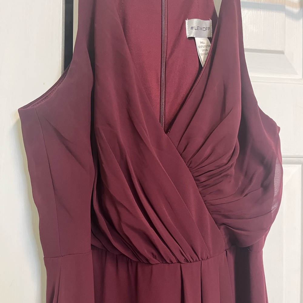 #Levkoff Maroon Halter Gown Size 6